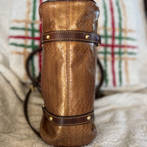 Dooney & Bourke Python Embossed Leather Satchel - Picture 4 of 5